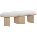  Color_Cream/ Oak -- Wilshire Cream Boucle Fabric Upholstered Bench IMAGE 3