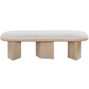  Color_Cream/ Oak -- Wilshire Cream Boucle Fabric Upholstered Bench IMAGE 4