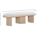  Color_Cream/ Oak -- Wilshire Cream Boucle Fabric Upholstered Bench IMAGE 8