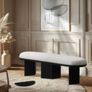  Color_Black/ Cream -- Wilshire Cream Boucle Fabric Upholstered Bench IMAGE 2