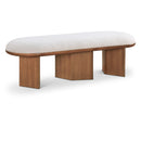  Meridian Wilshire Cream Boucle Fabric Upholstered Bench IMAGE 1