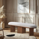  Meridian Wilshire Cream Boucle Fabric Upholstered Bench IMAGE 2