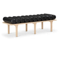  Color_Black/ Oak -- Meridian Landon Vegan Leather Upholstered Bench IMAGE 1
