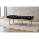  Color_Black/ Oak -- Meridian Landon Vegan Leather Upholstered Bench IMAGE 2