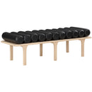  Color_Black/ Oak -- Meridian Landon Vegan Leather Upholstered Bench IMAGE 3