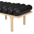  Color_Black/ Oak -- Meridian Landon Vegan Leather Upholstered Bench IMAGE 7