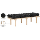  Color_Black/ Oak -- Meridian Landon Vegan Leather Upholstered Bench IMAGE 9