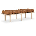  Color_Cognac/ Oak -- Landon Cognac Vegan Leather Upholstered Bench IMAGE 1