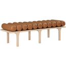  Color_Cognac/ Oak -- Landon Cognac Vegan Leather Upholstered Bench IMAGE 3