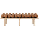  Color_Cognac/ Oak -- Landon Cognac Vegan Leather Upholstered Bench IMAGE 4
