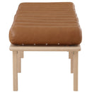  Color_Cognac/ Oak -- Landon Cognac Vegan Leather Upholstered Bench IMAGE 5