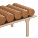  Color_Cognac/ Oak -- Landon Cognac Vegan Leather Upholstered Bench IMAGE 6