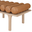  Color_Cognac/ Oak -- Landon Cognac Vegan Leather Upholstered Bench IMAGE 7