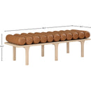  Color_Cognac/ Oak -- Landon Cognac Vegan Leather Upholstered Bench IMAGE 8