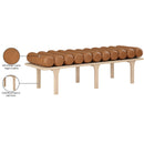  Color_Cognac/ Oak -- Landon Cognac Vegan Leather Upholstered Bench IMAGE 9