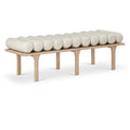  Color_Cream/ Oak -- Landon Cream Vegan Leather Upholstered Bench IMAGE 1