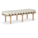  Color_Cream/ Oak -- Landon Cream Vegan Leather Upholstered Bench IMAGE 1