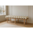  Color_Cream/ Oak -- Landon Cream Vegan Leather Upholstered Bench IMAGE 2