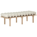  Color_Cream/ Oak -- Landon Cream Vegan Leather Upholstered Bench IMAGE 3