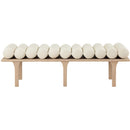  Color_Cream/ Oak -- Landon Cream Vegan Leather Upholstered Bench IMAGE 4