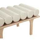  Color_Cream/ Oak -- Landon Cream Vegan Leather Upholstered Bench IMAGE 6