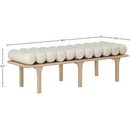  Color_Cream/ Oak -- Landon Cream Vegan Leather Upholstered Bench IMAGE 8