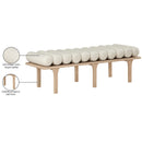  Color_Cream/ Oak -- Landon Cream Vegan Leather Upholstered Bench IMAGE 9
