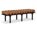  Color_Cognac/ Black -- Landon Cognac Vegan Leather Upholstered Bench IMAGE 1