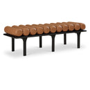  Color_Cognac/ Black -- Landon Cognac Vegan Leather Upholstered Bench IMAGE 1