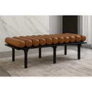 Meridian Landon Cognac Vegan Leather Bench IMAGE 2