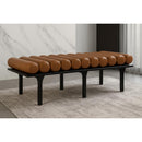  Color_Cognac/ Black -- Landon Cognac Vegan Leather Upholstered Bench IMAGE 2