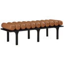  Color_Cognac/ Black -- Landon Cognac Vegan Leather Upholstered Bench IMAGE 3