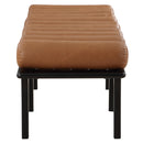  Color_Cognac/ Black -- Landon Cognac Vegan Leather Upholstered Bench IMAGE 5
