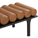  Color_Cognac/ Black -- Landon Cognac Vegan Leather Upholstered Bench IMAGE 6