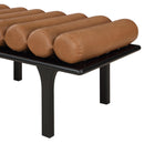  Color_Cognac/ Black -- Landon Cognac Vegan Leather Upholstered Bench IMAGE 7