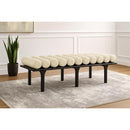  Color_Black/ Cream -- Landon Cream Vegan Leather Upholstered Bench IMAGE 2