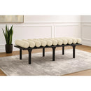 Meridian Landon Cream Vegan Leather Bench IMAGE 2