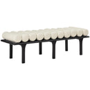  Color_Black/ Cream -- Landon Cream Vegan Leather Upholstered Bench IMAGE 3