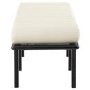  Color_Black/ Cream -- Landon Cream Vegan Leather Upholstered Bench IMAGE 5