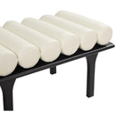  Color_Black/ Cream -- Landon Cream Vegan Leather Upholstered Bench IMAGE 6
