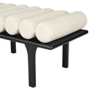  Color_Black/ Cream -- Landon Cream Vegan Leather Upholstered Bench IMAGE 7