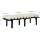  Color_Black/ Cream -- Landon Cream Vegan Leather Upholstered Bench IMAGE 8