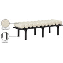  Color_Black/ Cream -- Landon Cream Vegan Leather Upholstered Bench IMAGE 9