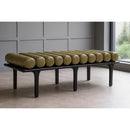  Color_Olive Green/ Black -- Landon Olive Green Vegan Leather Upholstered Bench IMAGE 2