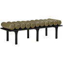  Color_Olive Green/ Black -- Landon Olive Green Vegan Leather Upholstered Bench IMAGE 3