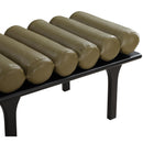  Color_Olive Green/ Black -- Landon Olive Green Vegan Leather Upholstered Bench IMAGE 6