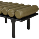  Color_Olive Green/ Black -- Landon Olive Green Vegan Leather Upholstered Bench IMAGE 7