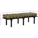  Color_Olive Green/ Black -- Landon Olive Green Vegan Leather Upholstered Bench IMAGE 8