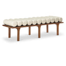  Color_Cream/ Walnut -- Meridian Landon Vegan Leather Upholstered Bench IMAGE 1