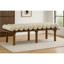  Color_Cream/ Walnut -- Meridian Landon Vegan Leather Upholstered Bench IMAGE 2